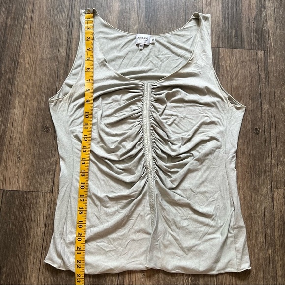 Armani Collezioni Gray Sleeveless Ruched Front V Neck Tank Top T- Shirt Size 12 - Picture 12 of 12